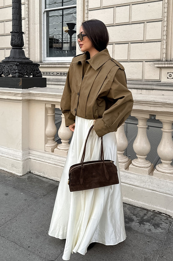Chic Pleated Detail Mini Coat