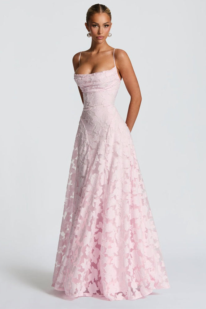 Chiffon Open Back Elegant Maxi Dress