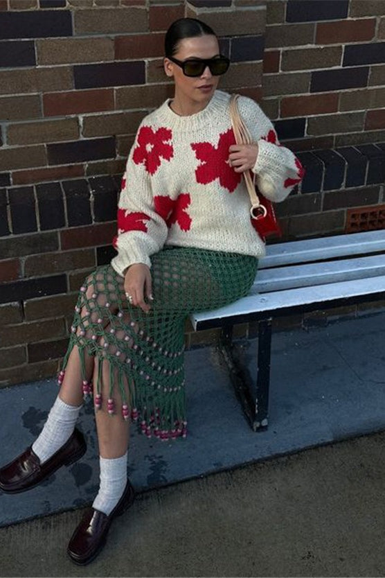 Floral Detail Pullover Sweater