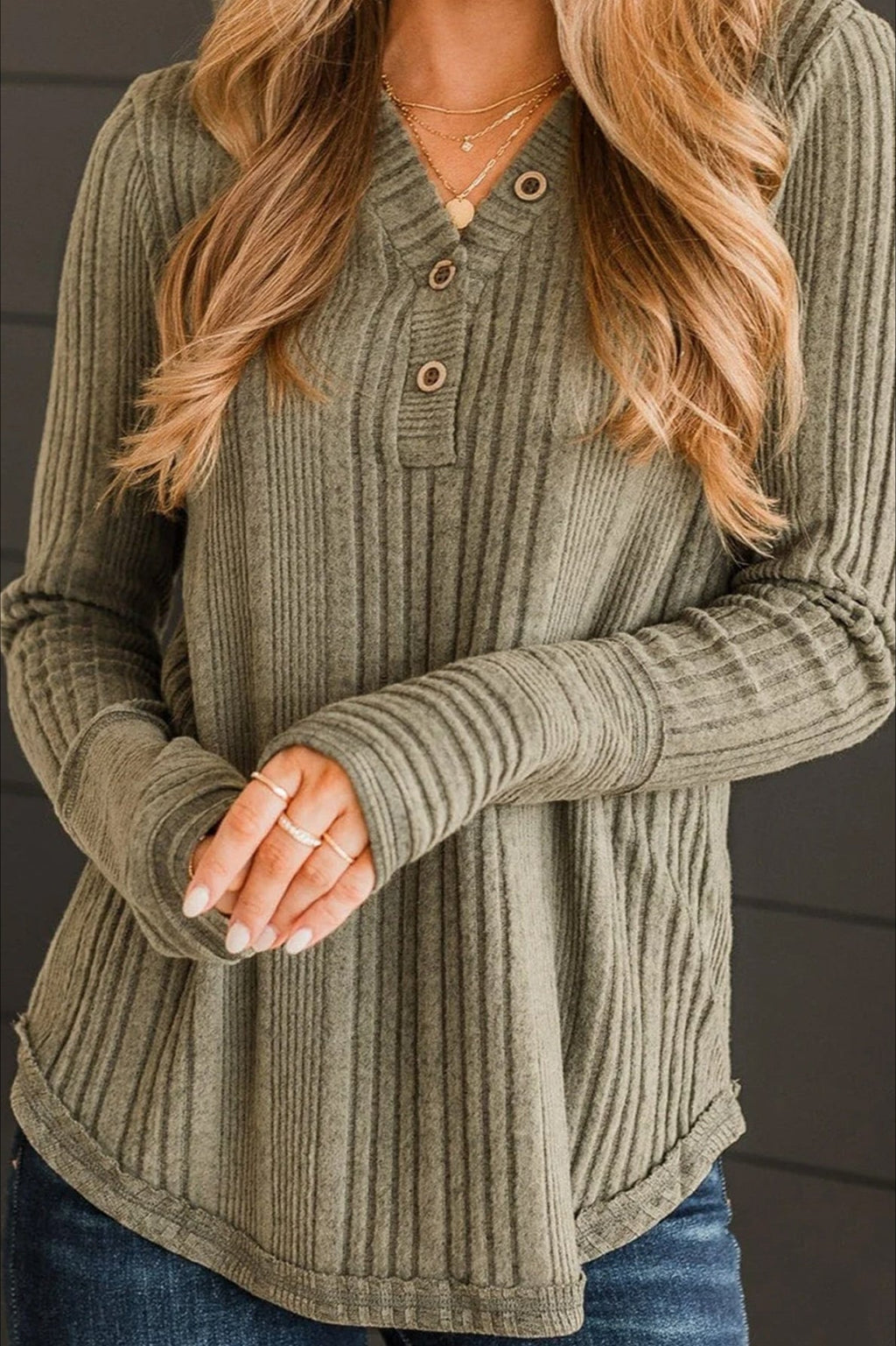 Loose Knit V Neck Sweater