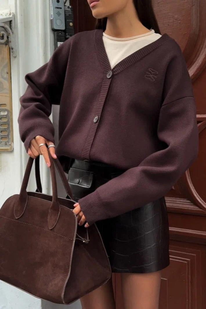 Plain Button Knit Sweater