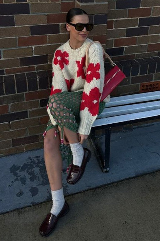 Floral Detail Pullover Sweater