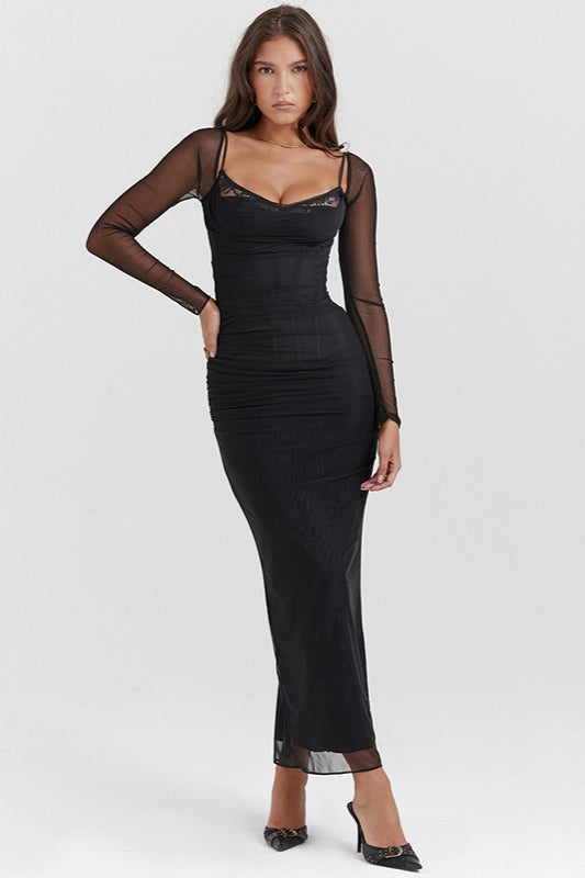 Split Open Back Sleek Maxi Dress