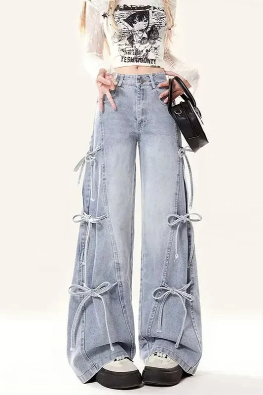 Vintage Bow Tie Baggy Denim Jean