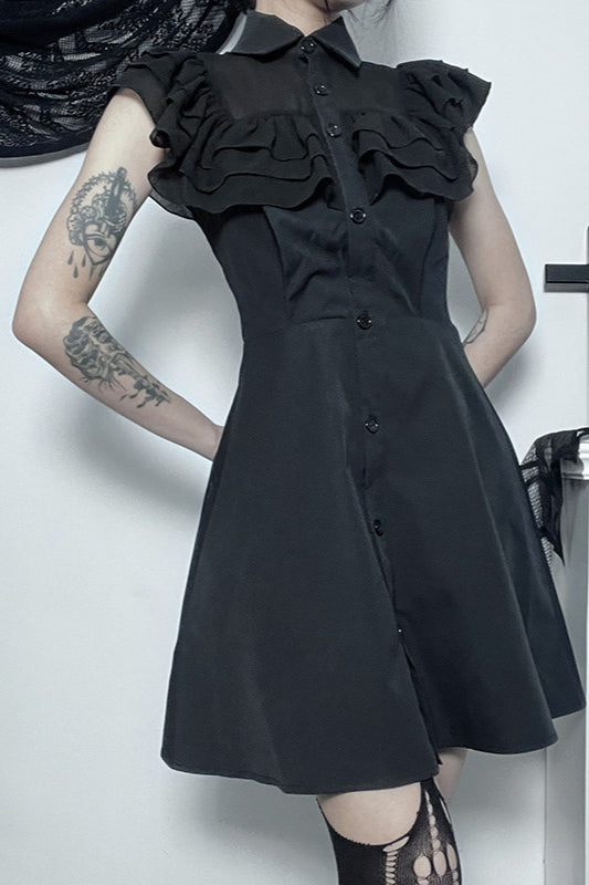 Ruffled Waist Gothic Dress