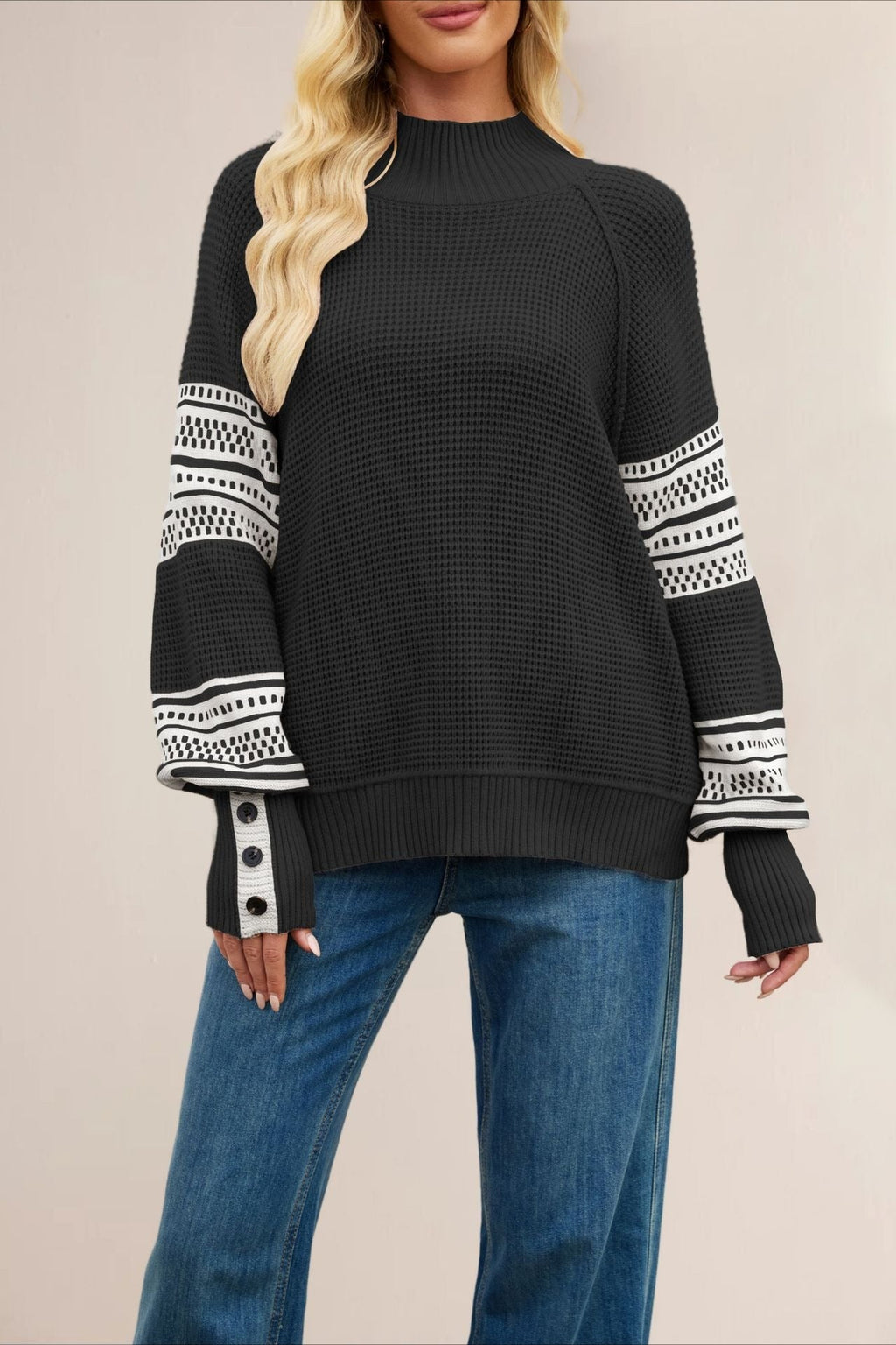 Colorblock Turtleneck Sweater