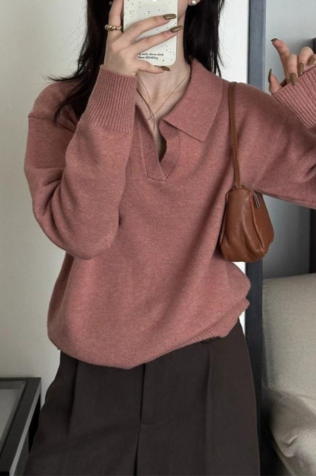 Relaxed Polo Style Sweater