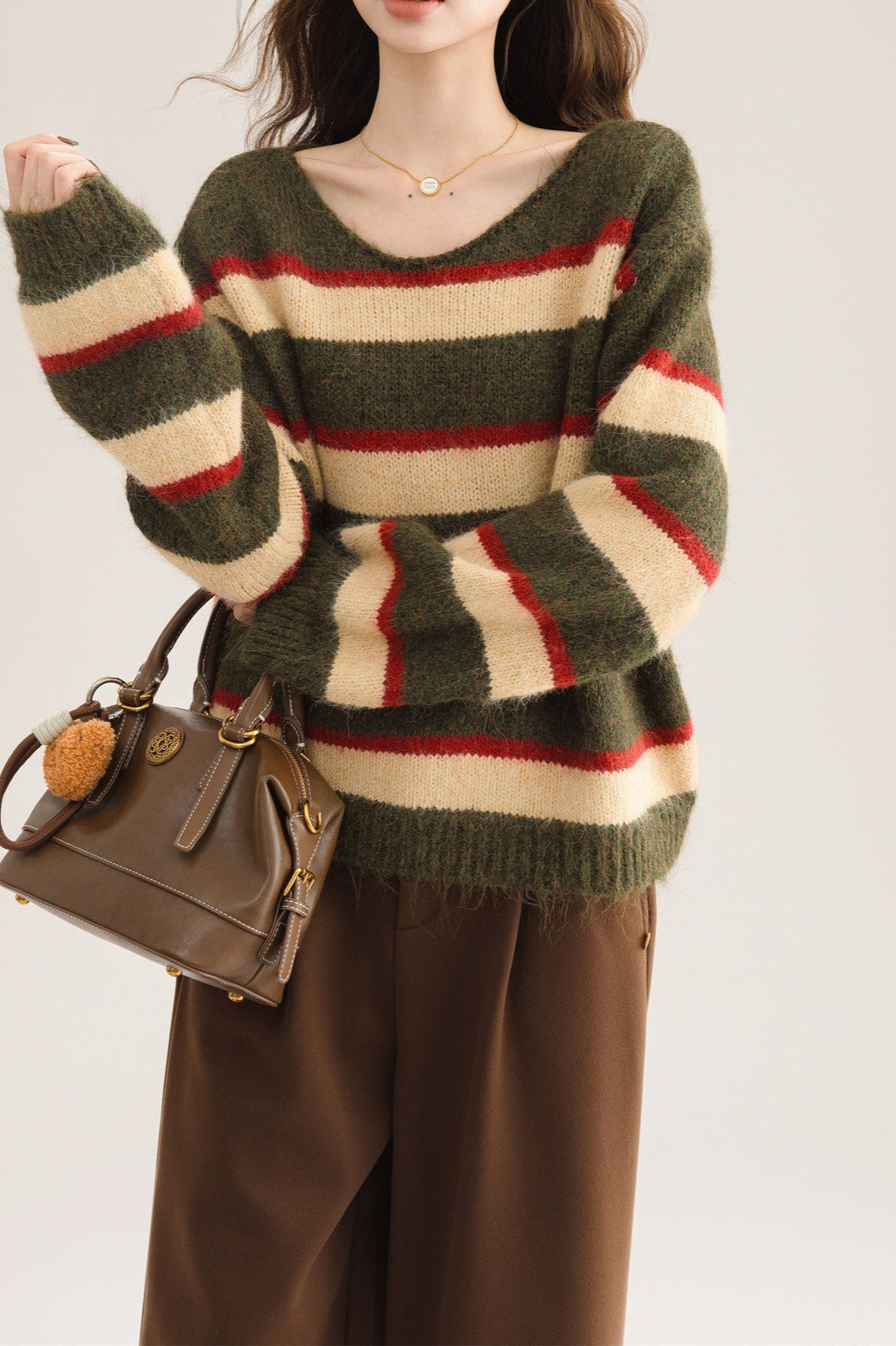 Crew Neck Patchwork Sweater