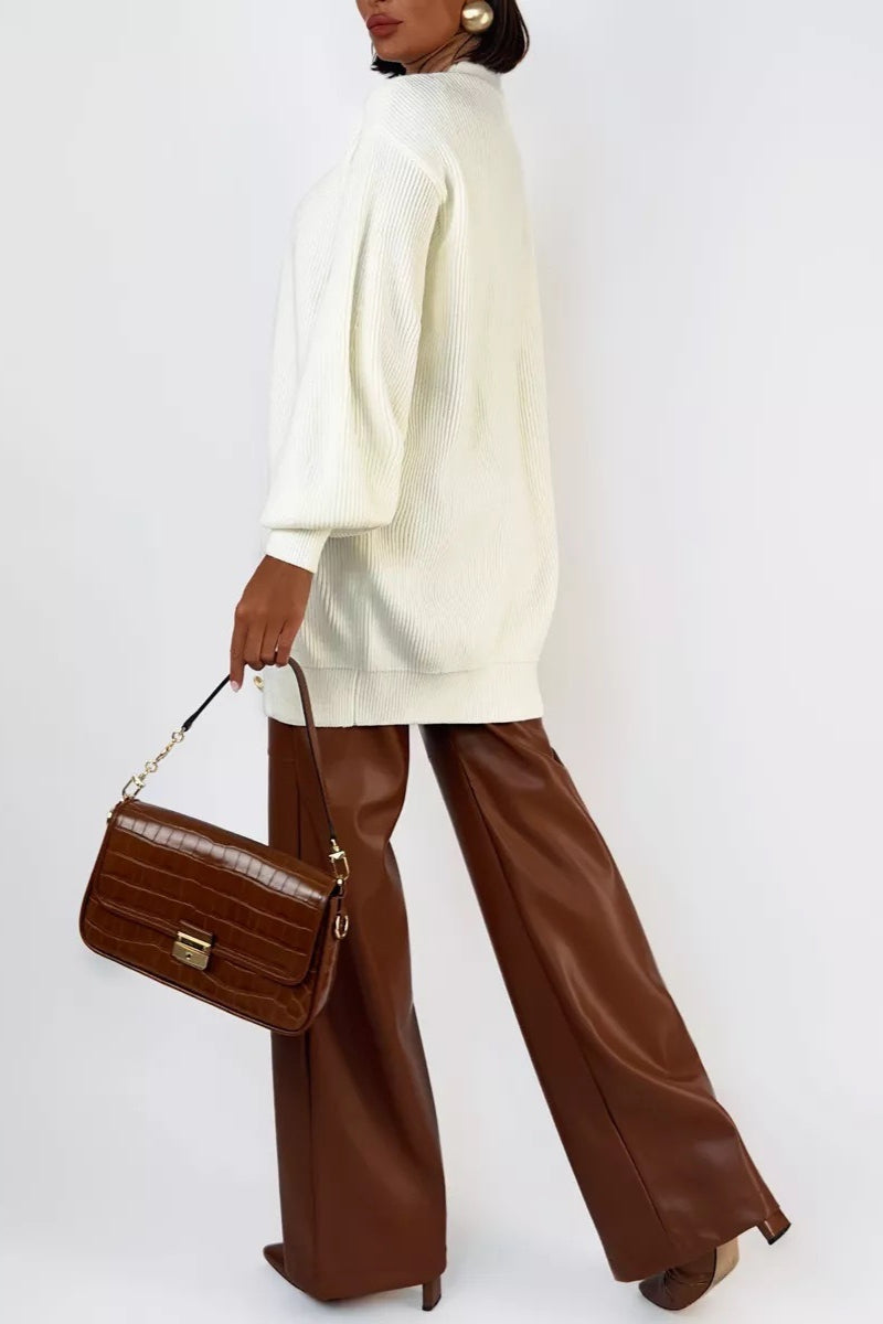 V-Neck Loose Long Knit Cardigan