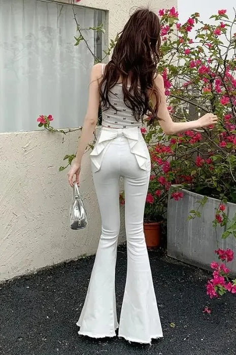 High Waist Butterfly Knot Flare Jean