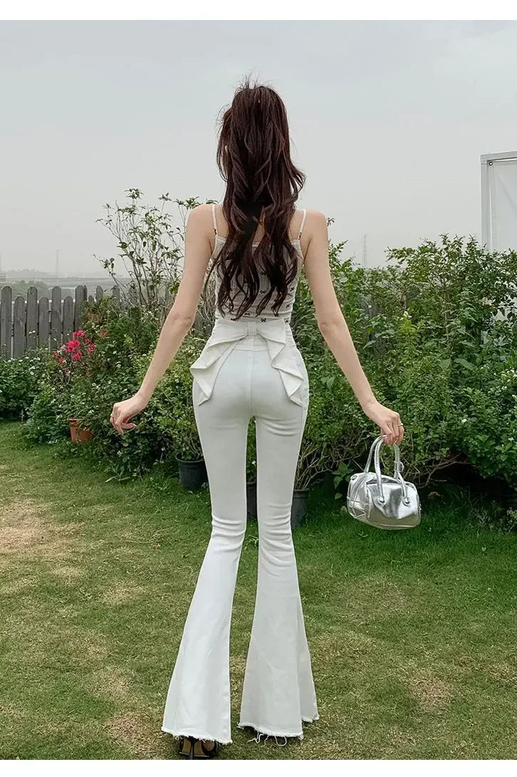 High Waist Butterfly Knot Flare Jean