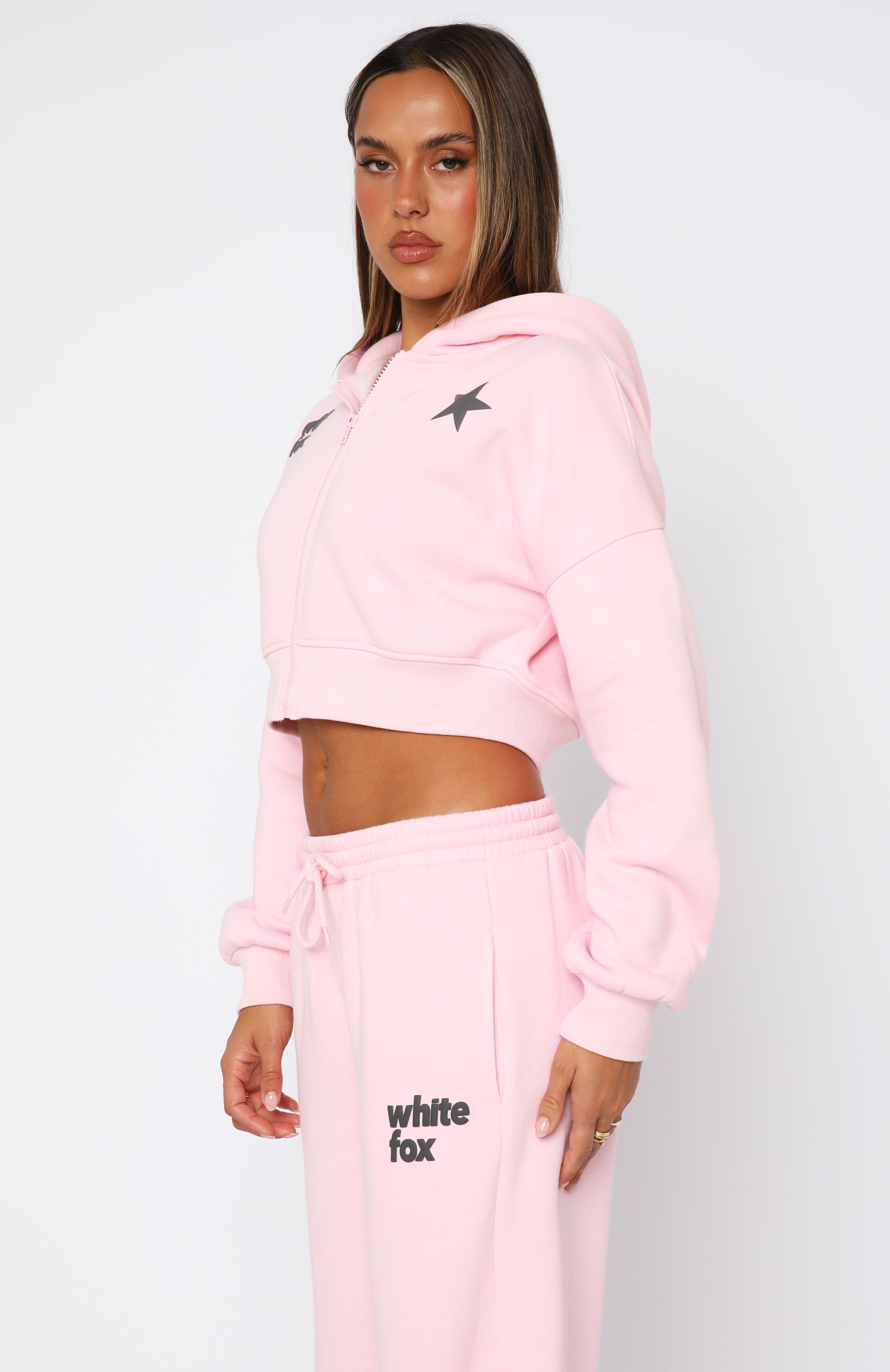 From Archives Charli Cropped Pink Hoodie