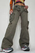 Street Low-Rise Multi-Pocket Denim Pant