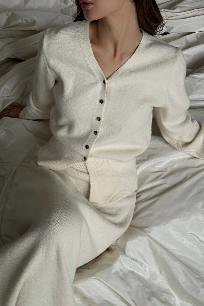Relaxed Knit Set with Button Cardigan