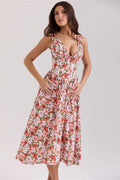 Slim V Neck Strap Floral Dress