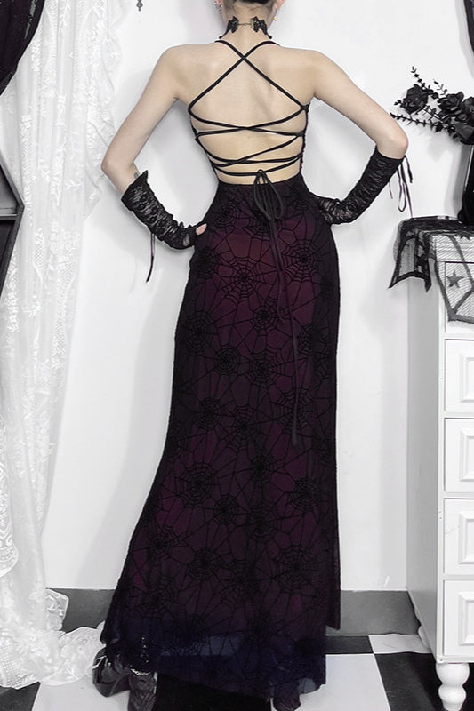 Cowl Neck Spider Gothic Dress