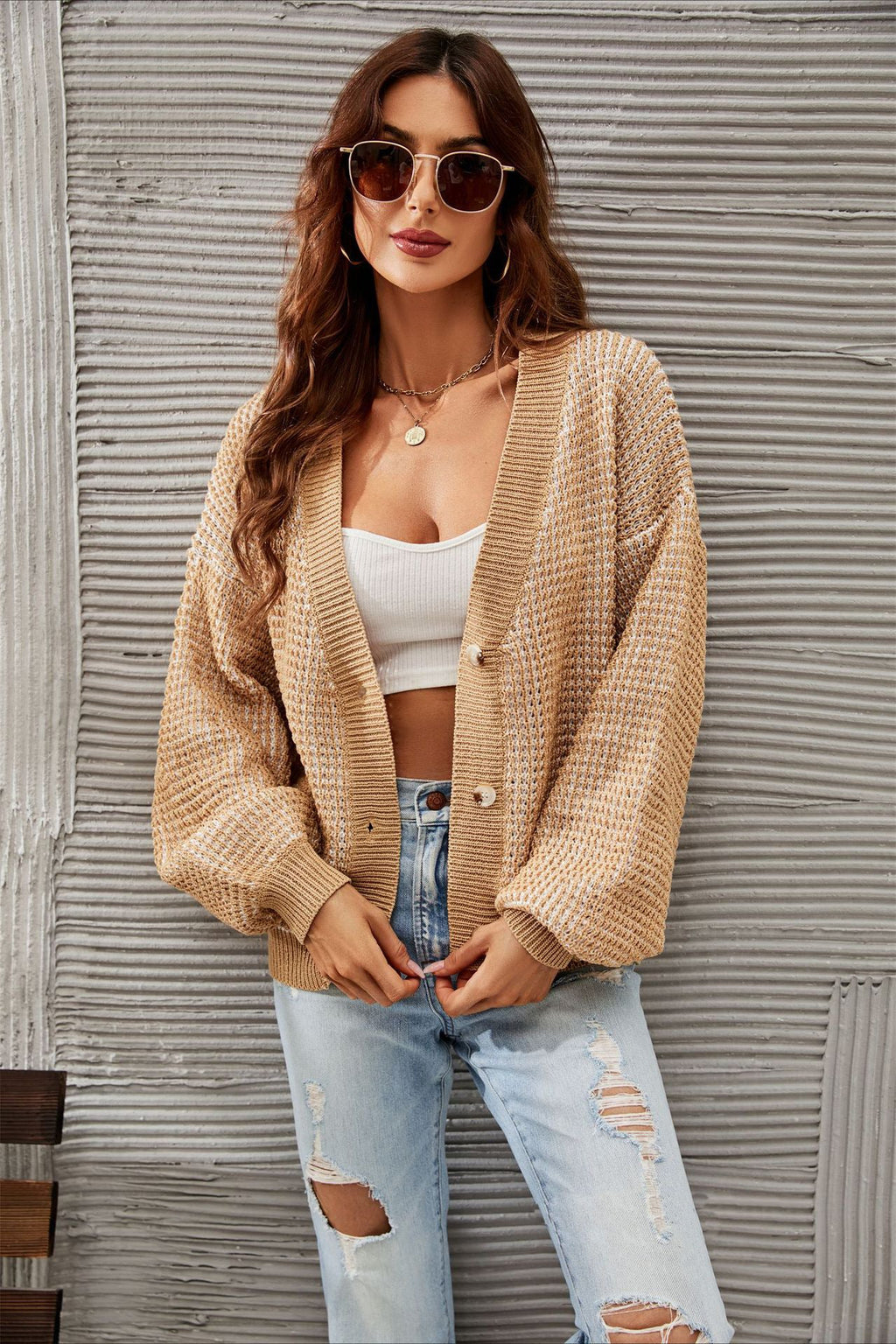 Plus Size Mesh Knit Cardigan