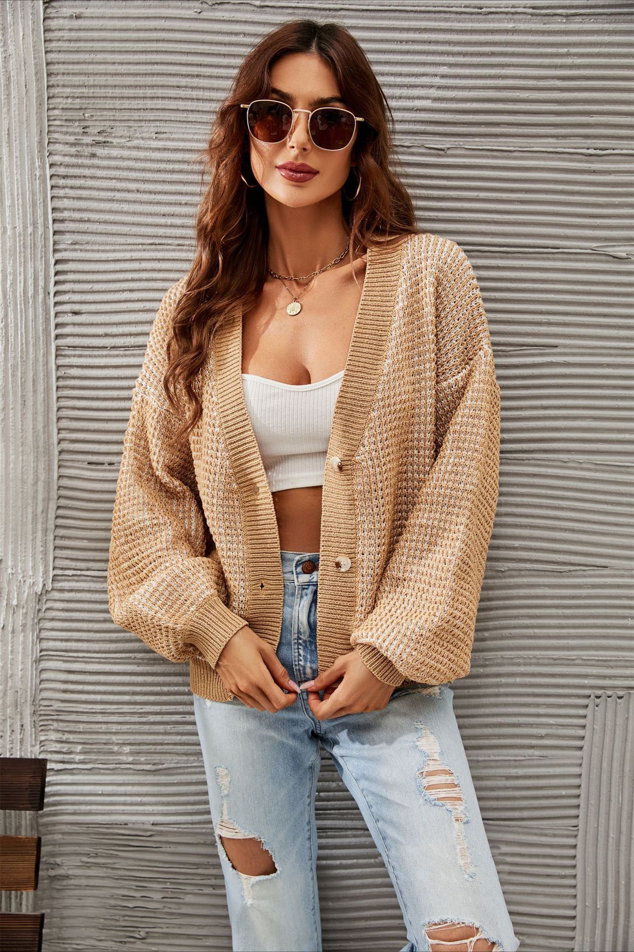 Plus Size Mesh Knit Cardigan