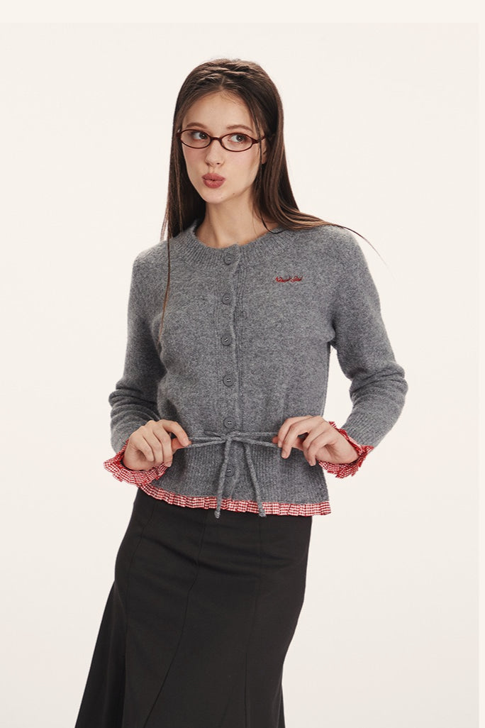 Paneled Waist-Slim Knit Cardigan