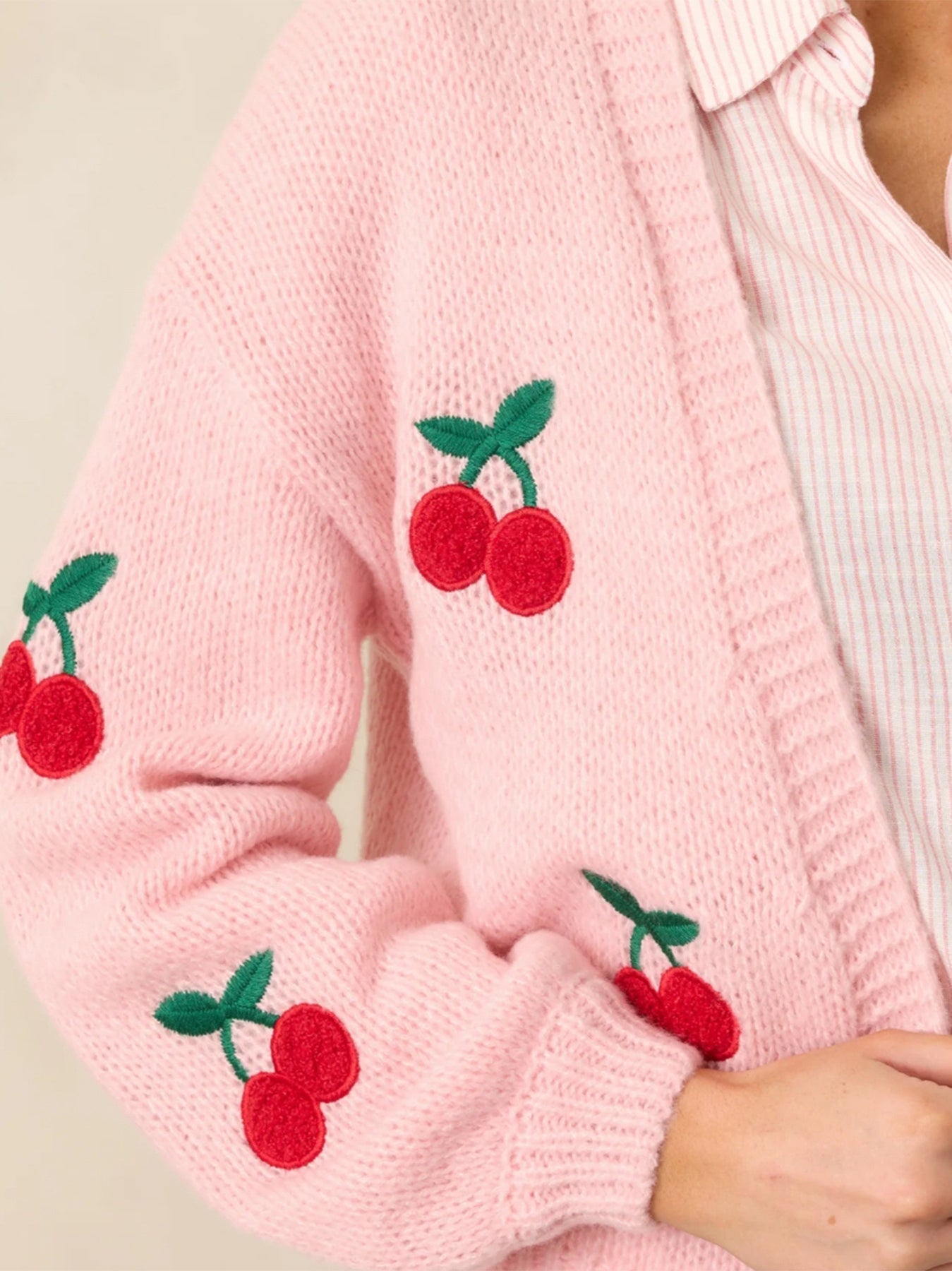 Embroidered Long-Sleeve Knit Cardigan