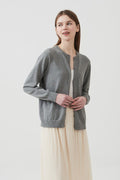 Cotton Crew-Neck Light Knit Cardigan