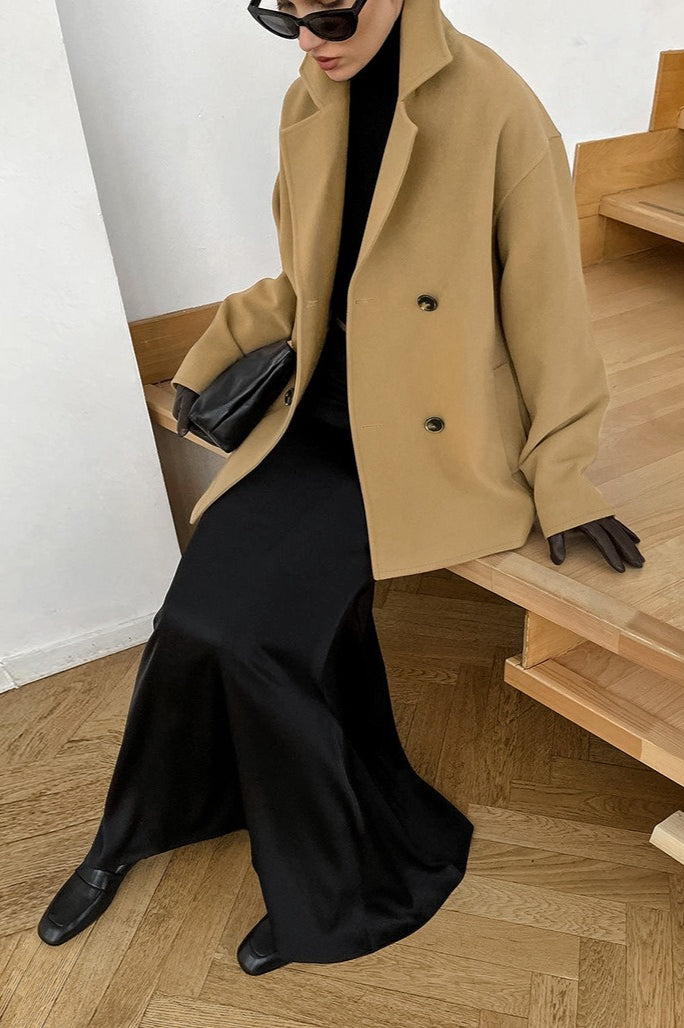Retro Wool Blend Midi Coat