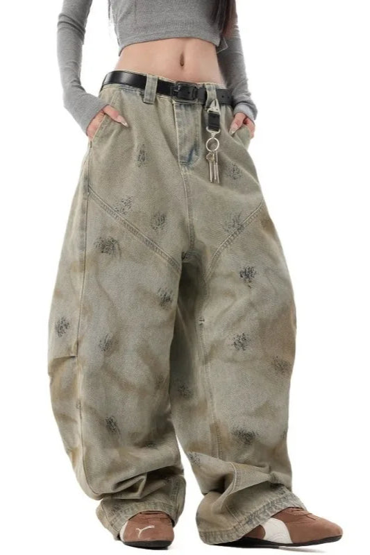 Distressed Wide Leg Loose Jean