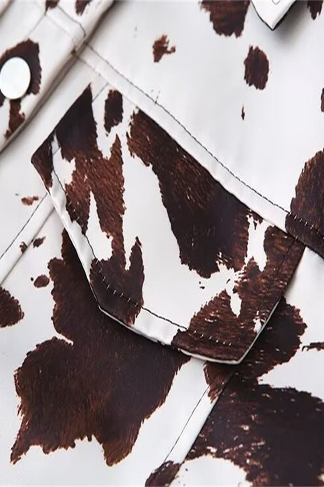 Retro Print Long Sleeve Shirt Coat