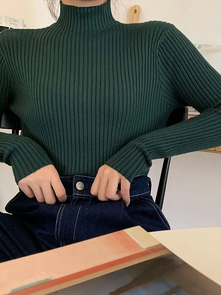 Warm Knit Long Sleeve Pullover Sweater