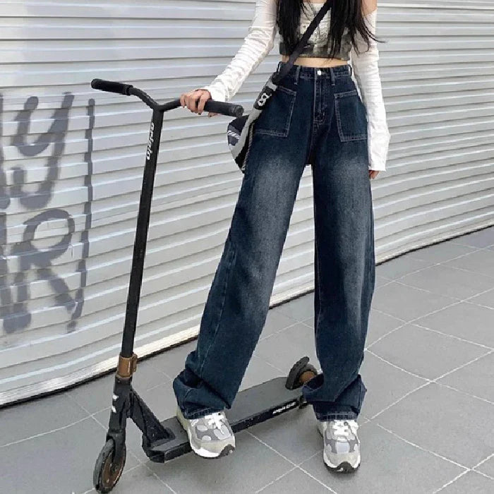 High Street Thin Straight Wide Leg Jean