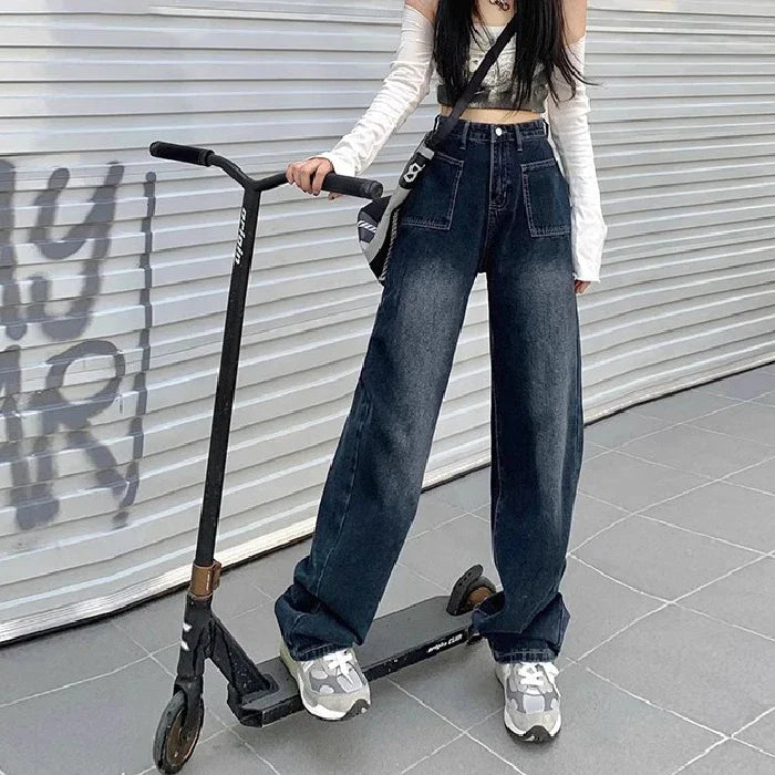 High Street Thin Straight Wide Leg Jean