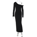 One Shoulder Slim Sheath Solid Maxi Dress