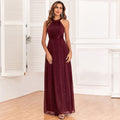 Shimmer Halter Off Shoulder Wedding Maxi Dress