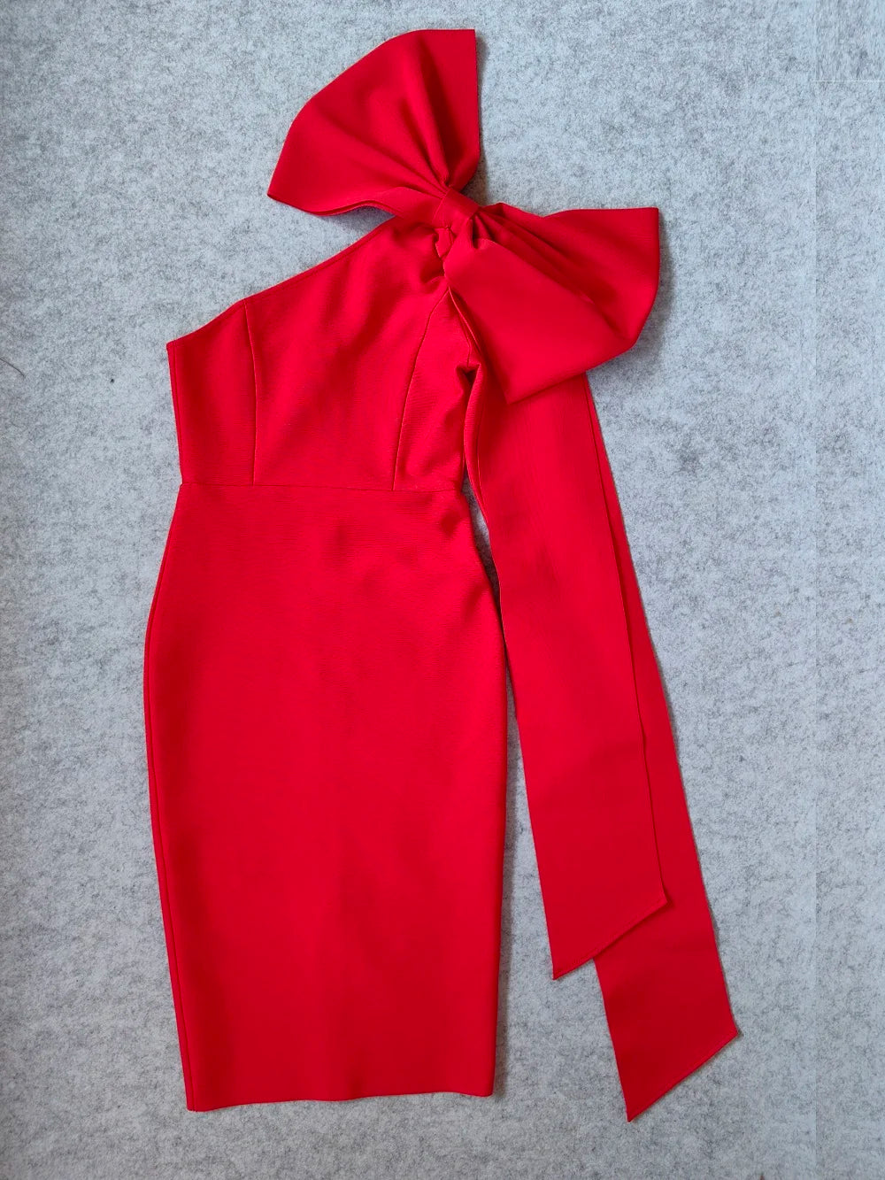 Red Asymmetrical Bandage Ruffle Split Party Dress