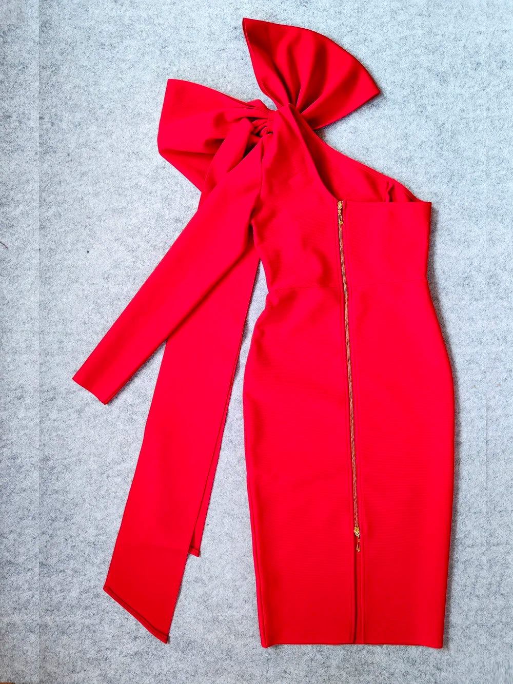 Red Asymmetrical Bandage Ruffle Split Party Dress