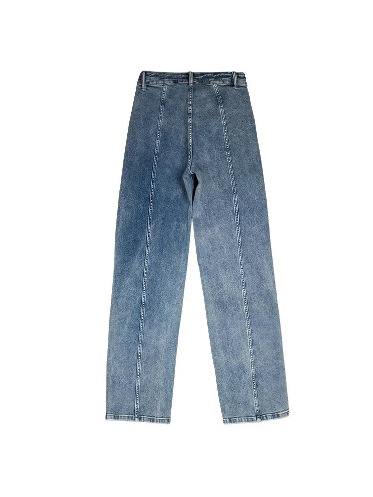 Classic Blue Wide Leg Mid Waist Casual Jean