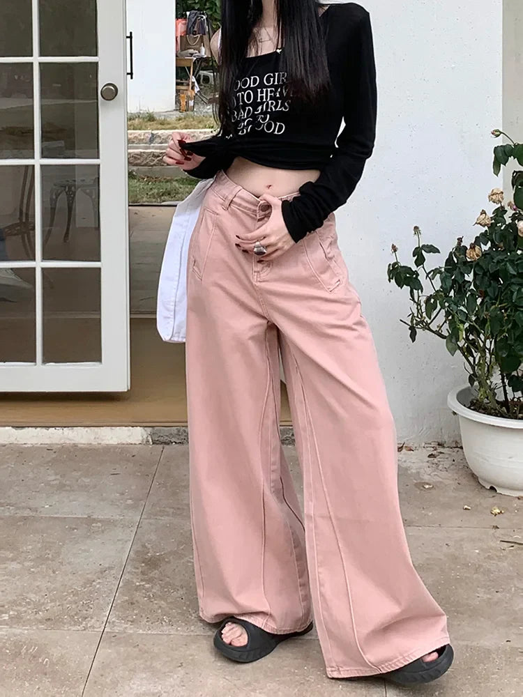 Fashion Wide Leg High Waist Street Denim Jean