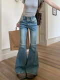 Flared Stretch Slim Washed High Waist Jean