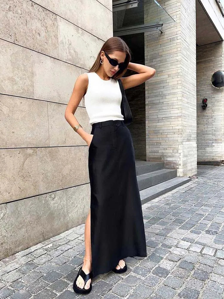 Loose Elegant Ankle Length Everyday Skirt