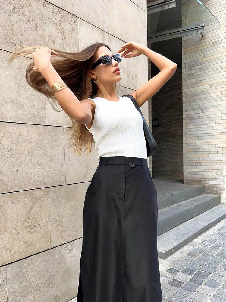 Loose Elegant Ankle Length Everyday Skirt
