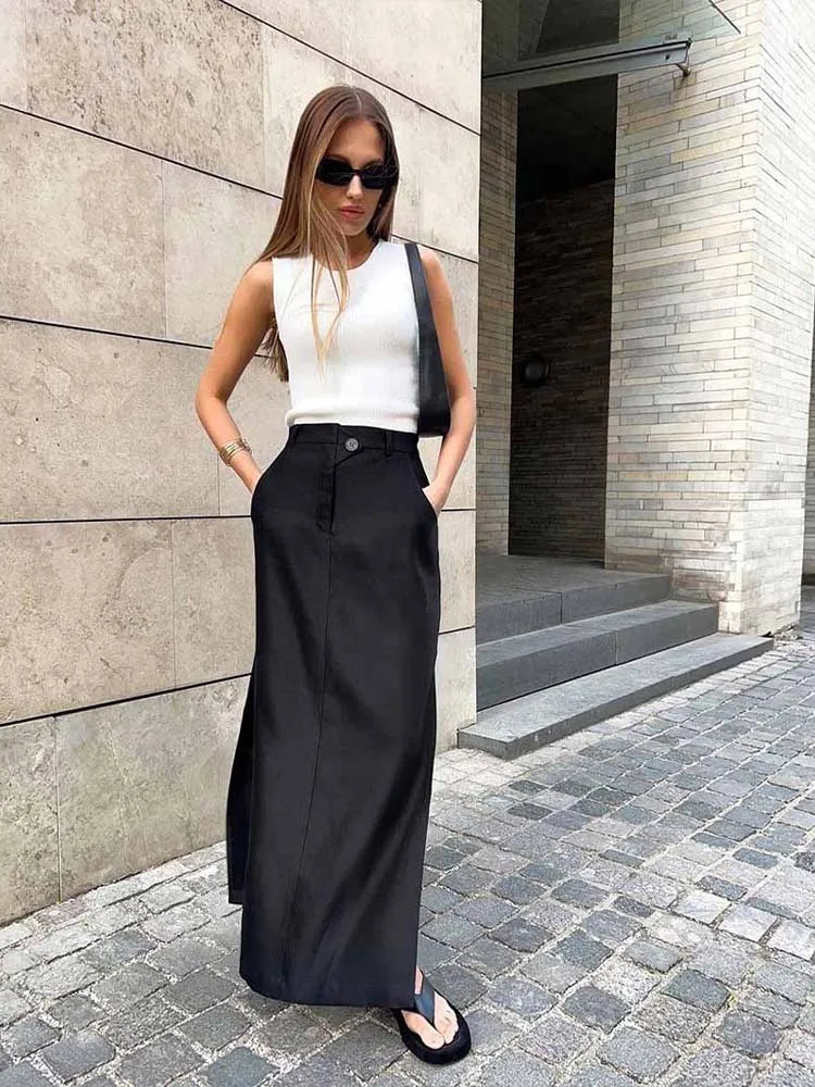 Loose Elegant Ankle Length Everyday Skirt