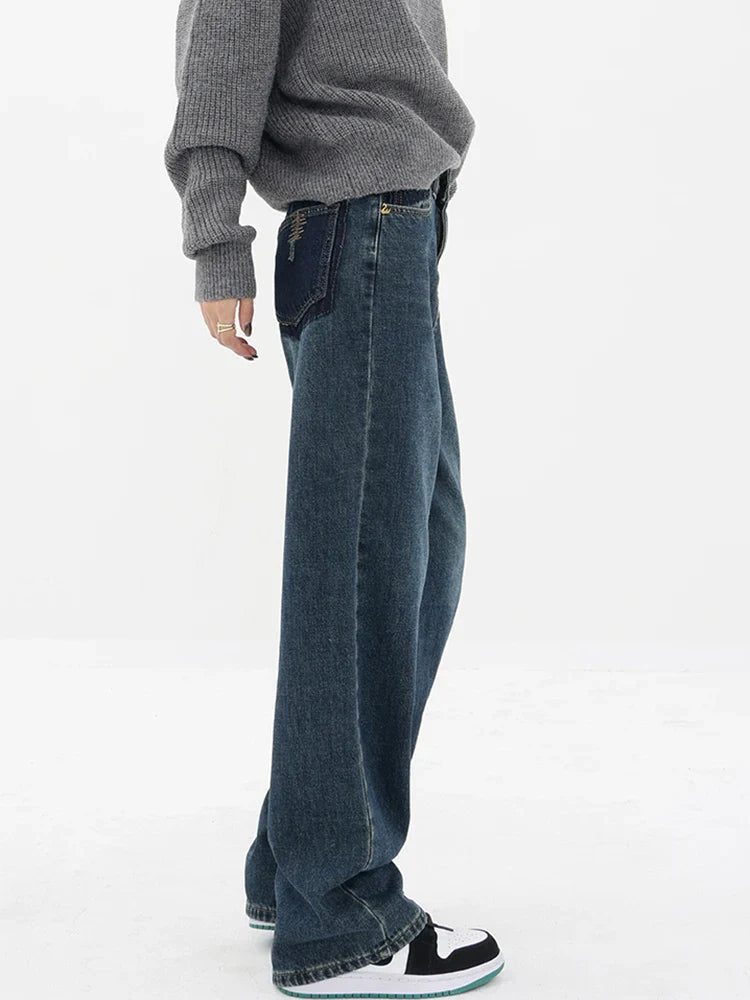 Fashion Street Wide Leg Denim Style Jean