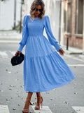 Boho A-Line Lantern Sleeve Maxi Dress
