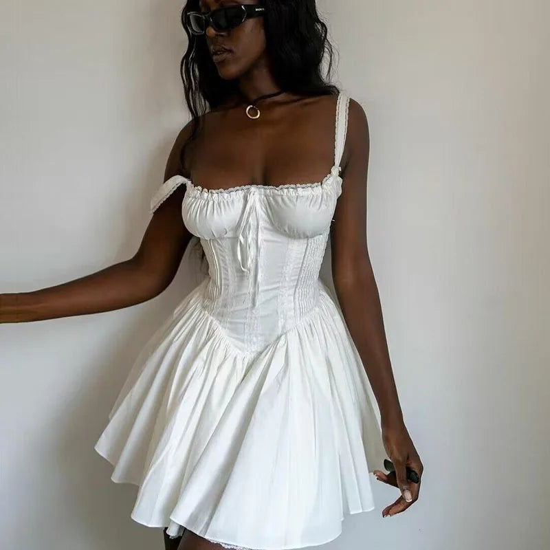 Boho Corset Mini Dress with Straps Party Dress