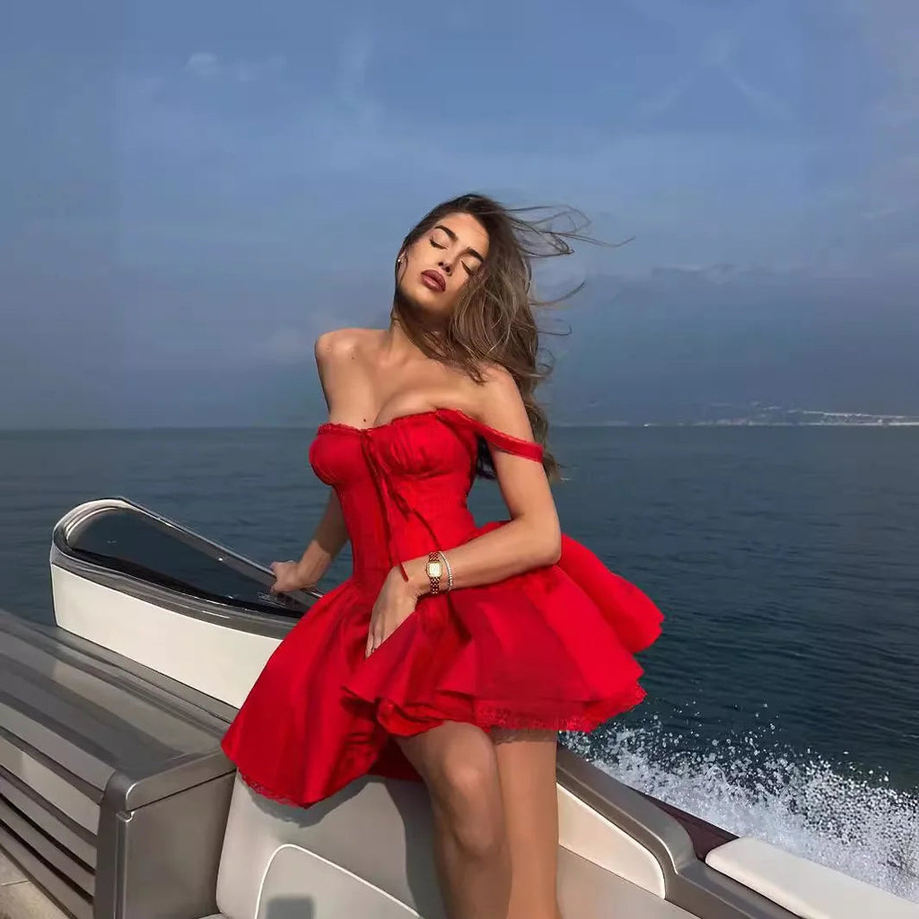 Boho Corset Mini Dress with Straps Party Dress