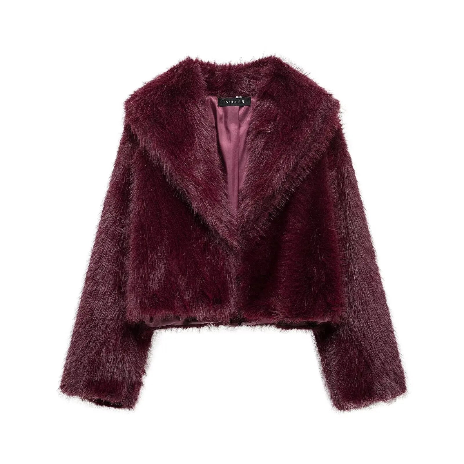 Brown Plush Lapel Coat