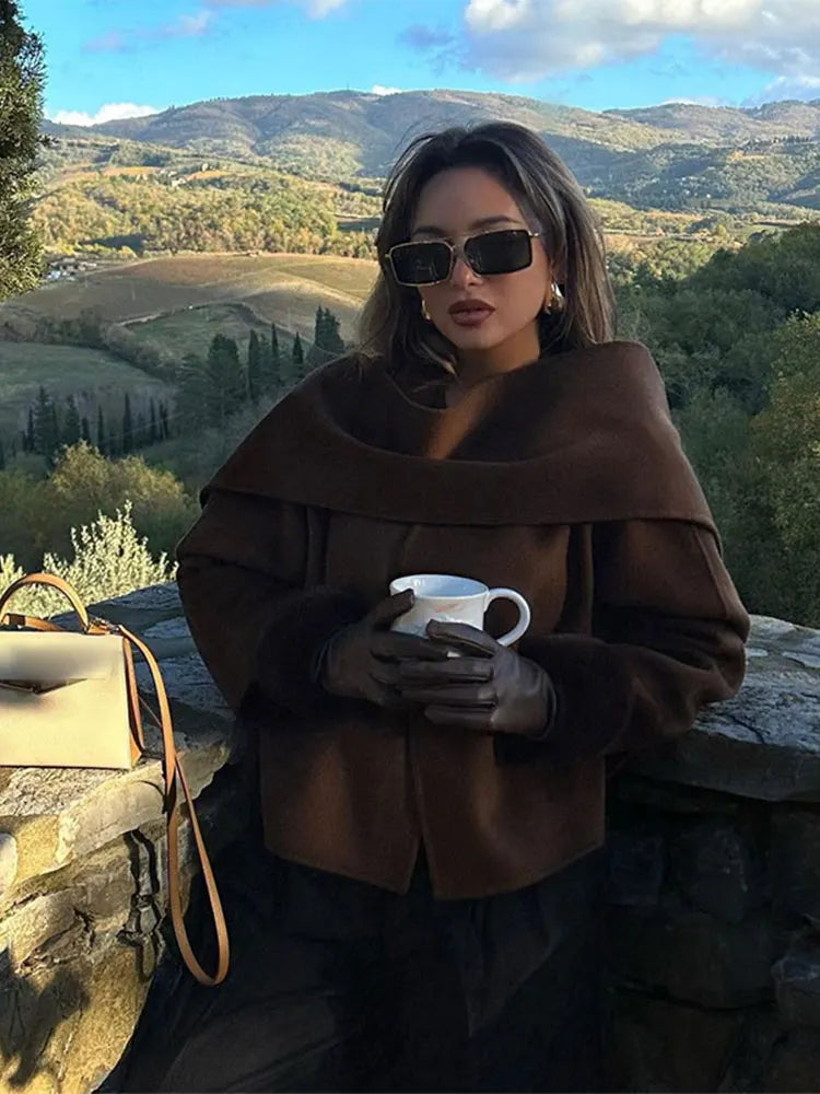 Brown Short Wool Coat