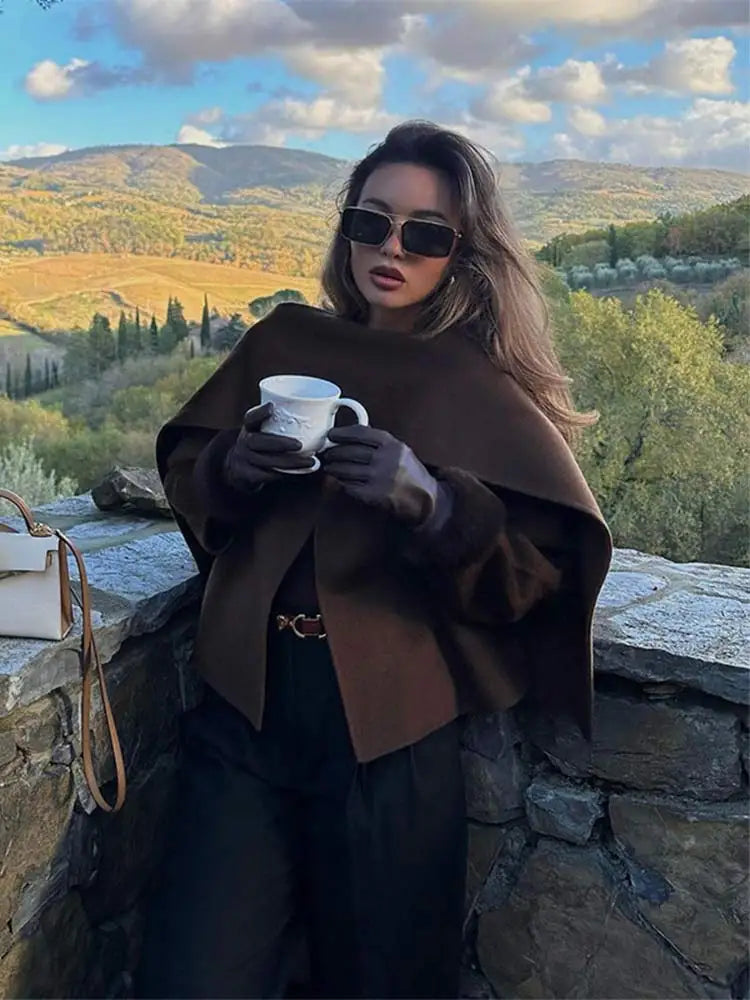 Brown Short Wool Coat