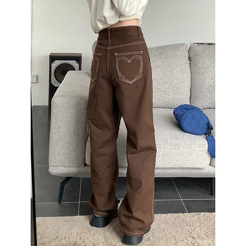 Brown High Waist Vintage Straight Jean