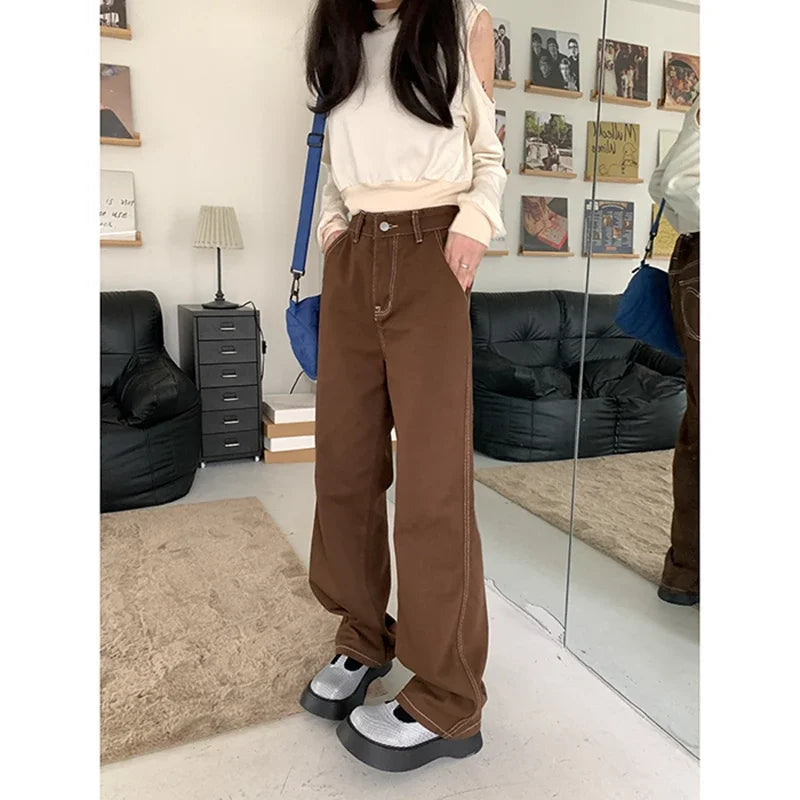 Brown High Waist Vintage Straight Jean